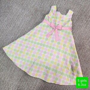 Youngland girl's special occasion pastel polk-a-dot tank dress size 5